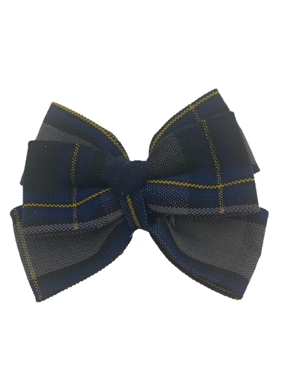 Back to School Uniform Plaid Small Bow with Heart Button Center- Plaid 87
